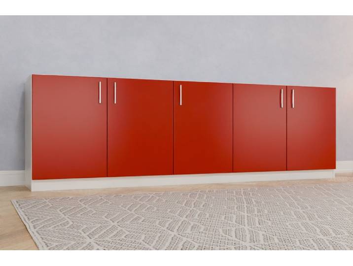Büro Sideboard nach Maß - RAL 3000 Feuerrot - 83x268x47cm - Individuell konfigurieren