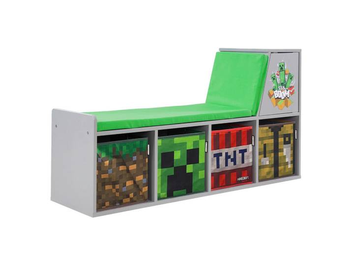 Minecraft Kindersitzbank Minecraft, Mehrfarbig, Grau, Grün, 119x60x30 cm, mit Stauraum, Babymöbel & Kindermöbel, Babyzimmer, Kindersessel & Kindertische