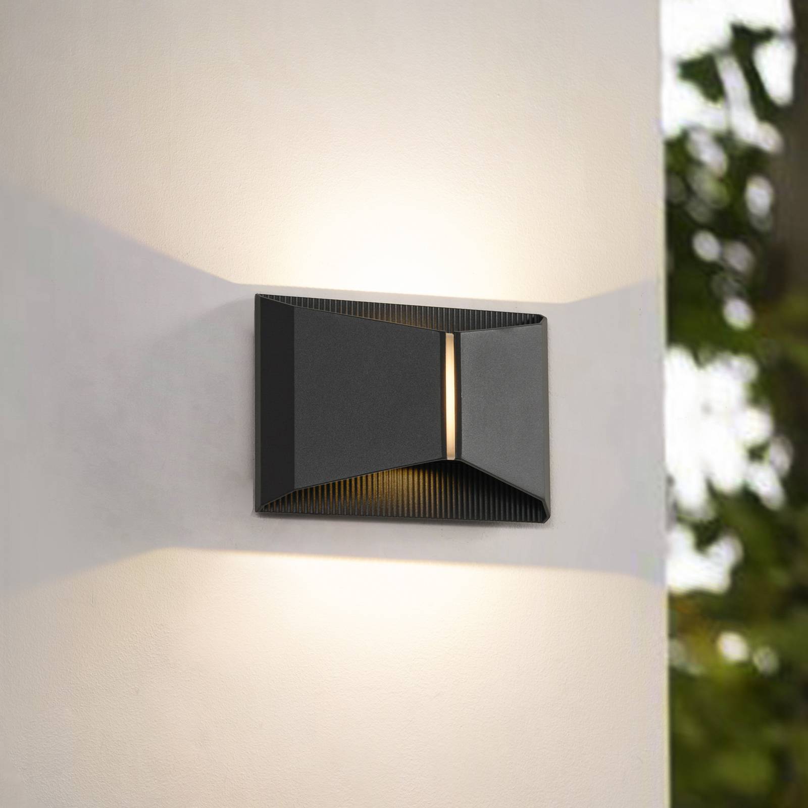 LED Aussenwandleuchte Anlira Lindby, schwarz, Metall, Modern, LED Wandleuchte außen