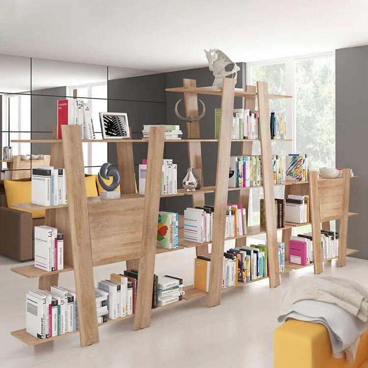garneroarredamenti Libreria 150x194h cm moderna soggiorno rovere chiaro Cosmo