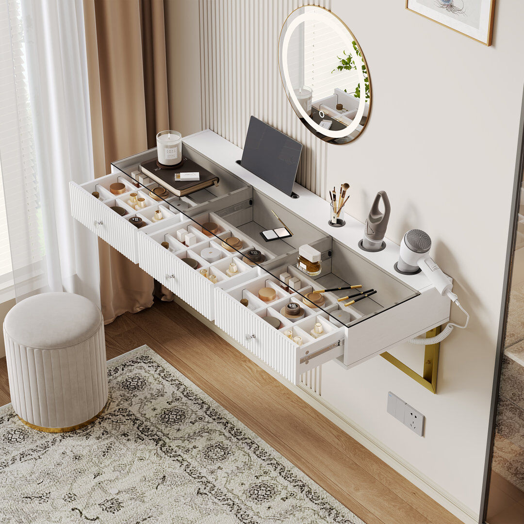 Canora Grey Dressing Table White 45cm H X 120cm W X 40cm D