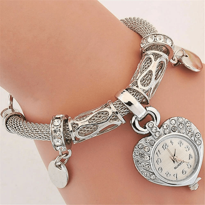 All Categories Goods Elegant Women Silver Bangle Bracelet Watch With Crystal Detailing Elegant Women Silver Bangle Bracelet Watch With Crystal Detailing