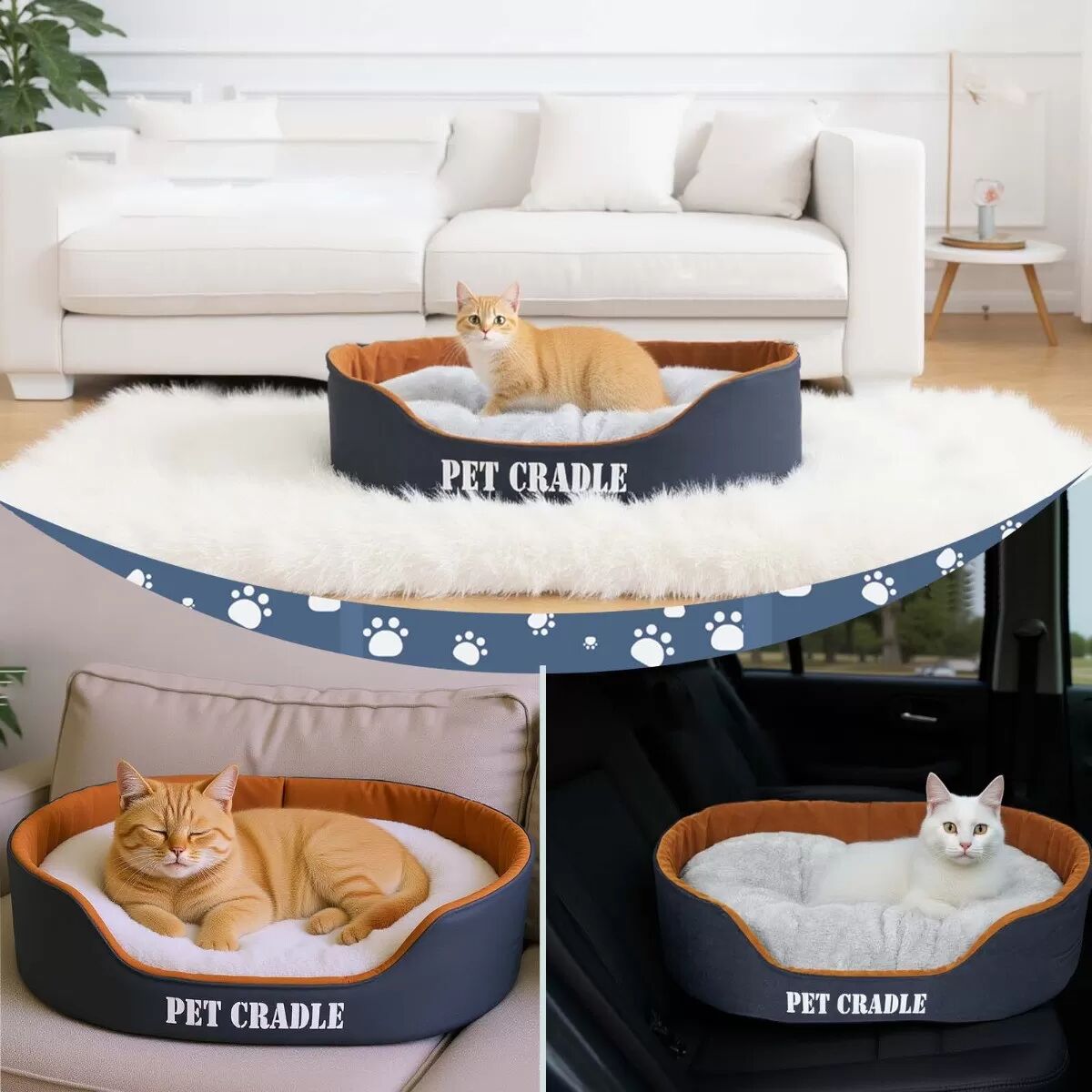 INF Plüsch-Haustiersofa – Gemütliches & warmes Haustierbett für kleine Hunde und Katzen S