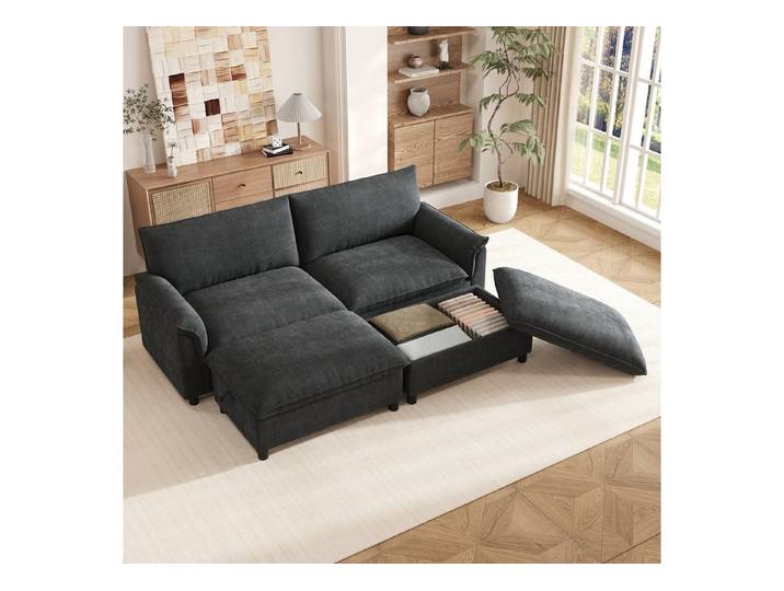 REDOM Sofa Modulares Cloud-Sectional-Sofa, mit beweglichem Fußhocker, hohe Rückenlehne 1 Teile
