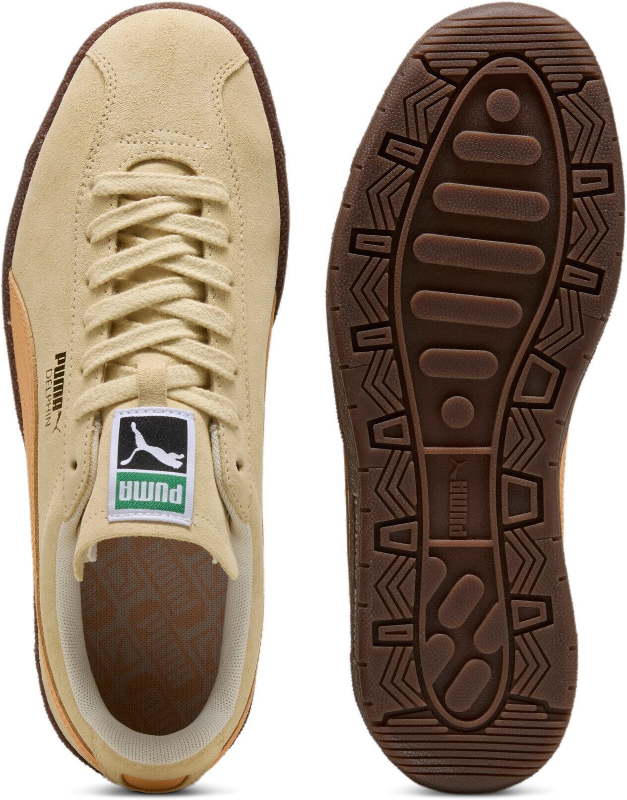 Sneaker PUMA "DELPHIN", Damen, Gr. 37,5, Textil, beige (creamy vanilla, almost apricot), Leder, mehrfarbig, Schuhe Sneaker creamy vanilla, almost apricot 37,5, Textil