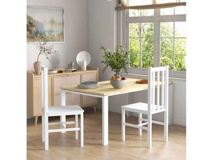 Chaise Salle A Manger Lot De 2 Blanche Chaise Cuisine Campagne FloraGrace Pour Cuisine Et Salle A Manger A Monter 47 5x38 5x99cm