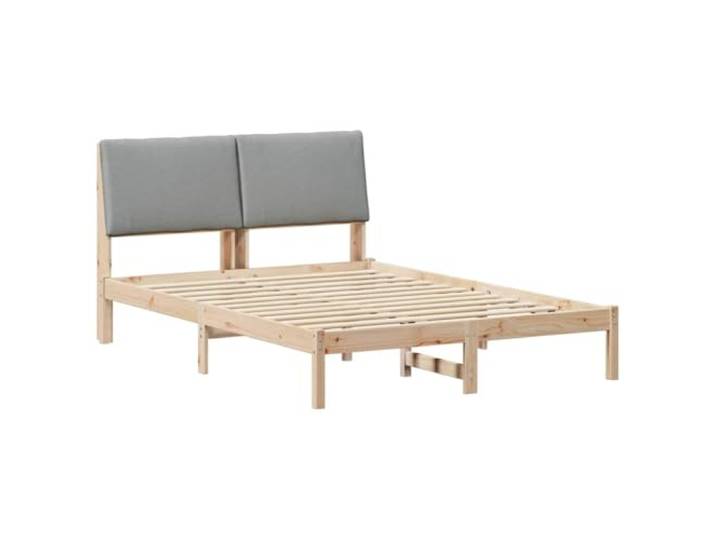 PUGYNBK Bettgestell 160 x 200 cm, Kiefer massiv Kopfteil aus Polyester, mattes Finish, feste Leisten, ohne Lattenrost, einfache Montage