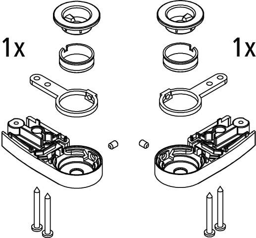 Kermi EBDI021 Set Lager unten, silber hochglanz, 2535015 2535015