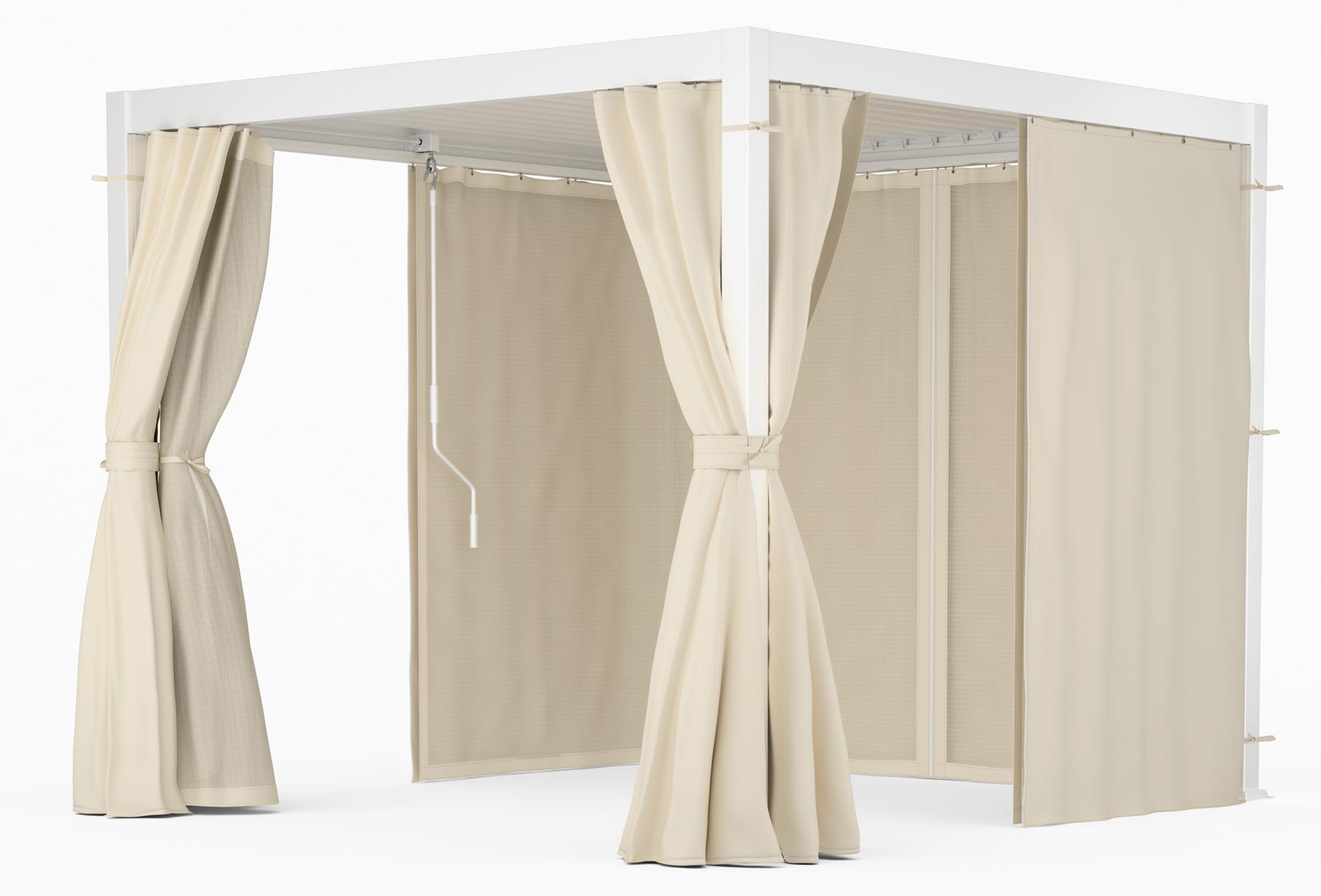 Blumfeldt Pergola 3x3 m - Lamellendach Verstellbar, Inkl. Vorhänge & Moskitonetze, UV-Schutz, Aluminium-Rahmen, Rostfrei, Ganzjährig Nutzbar, Weiß