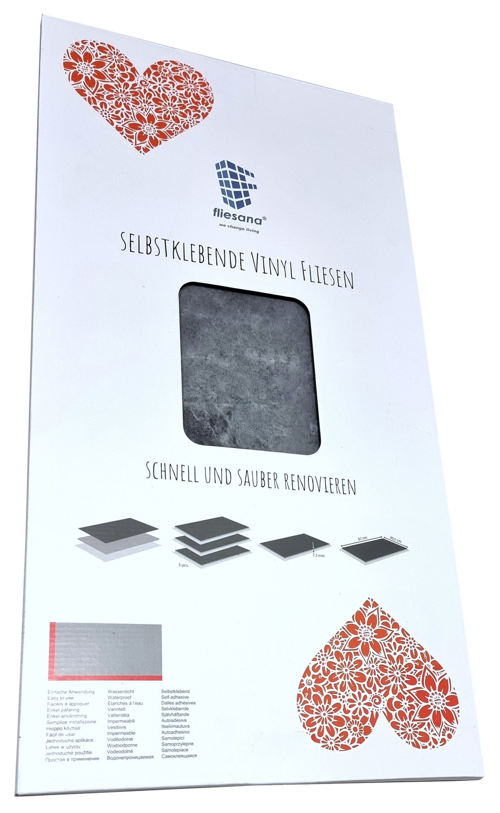 Fliesana KOMBÜSE Waterdichte Zelfklevende Tegels voor Badkamer en Keuken - 3 stuks - Natuursteenlook