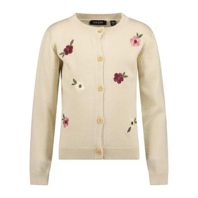 Cardigan BLUE SEVEN, Mädchen, Gr. 116, beige (kiesel), Strick, Obermaterial: 100% Baumwolle, bestickt, unifarben, Basic normal, Rundhals, Strickjacken, Baumwolle