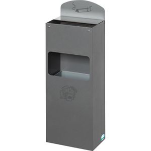 VAR Aschenbecher WH51, 14961, silber, für Outdoor, 2in1, Aschenbecher & Mülleimer aus Metall, 22 x 55cm, 4 Liter