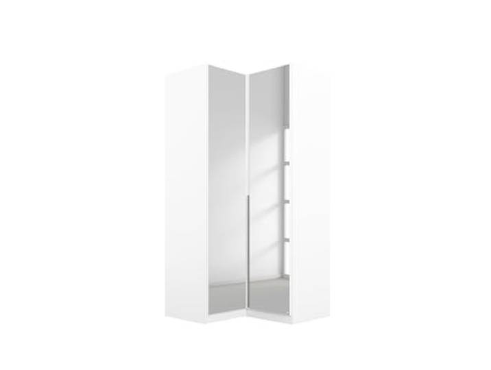 Rauch Möbel Alabama, Eckschrank, Farbe Weiß, Breite 100 cm Eckkleiderschrank, 2-türig, mit Spiegel, Zubehör Basic, für Schlafzimmer, Kinderzimmer, Hauswirtschaftsraum, Garderobe, Flur
