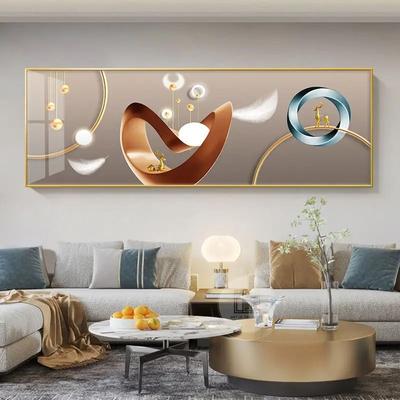 Uplift Essentials Chinese Style Golden Leaves & Sacred Deer Canvas Art style 15 8x24 In