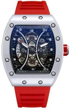 ModernMart Luxury Wine Barrel Dial Mens Watch Luminous Sports Calendar Wristwatch red