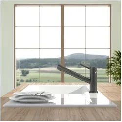 Villeroy und Boch Como Shower Küchenarmatur 92520005 12,6 l/min, ausziehbar, Edelstahl anthracite