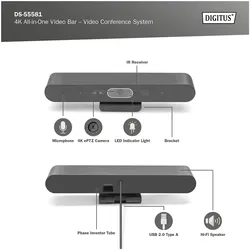 Digitus 4K All-In-One Video Bar - Videokonferenz-System, Konferenzgerät, Schwarz