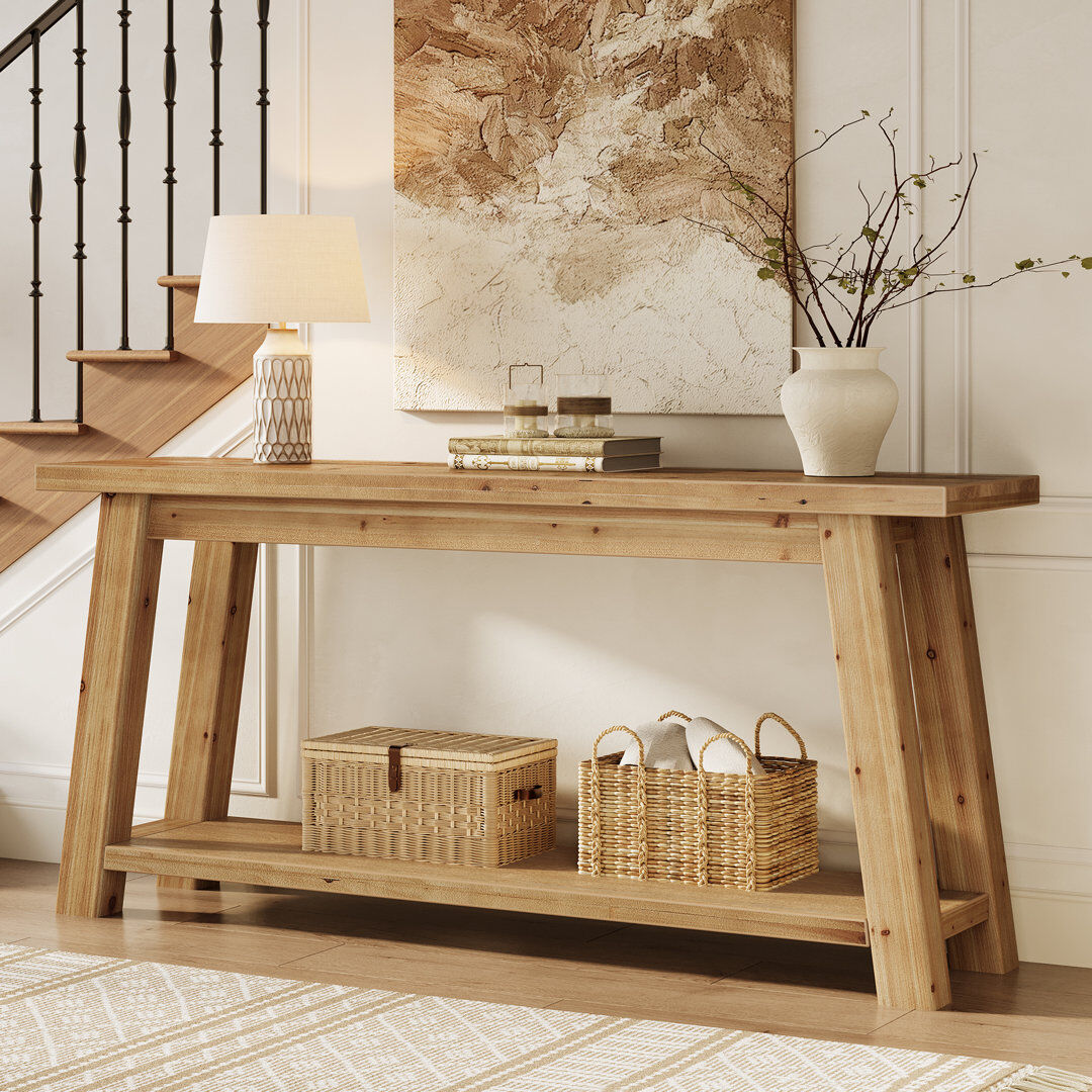 Blue Elephant 178cm Solid Wood Console Table Natural 80cm H X 178cm W X 29.5cm D