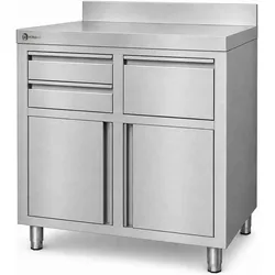 Industrieller Kaffeemaschinenschrank aus Edelstahl 100 x 60 cm WORLDMAI für Gastronomie. Profi-Tisch für Kaffeemaschinen in Bar und Restaurant.