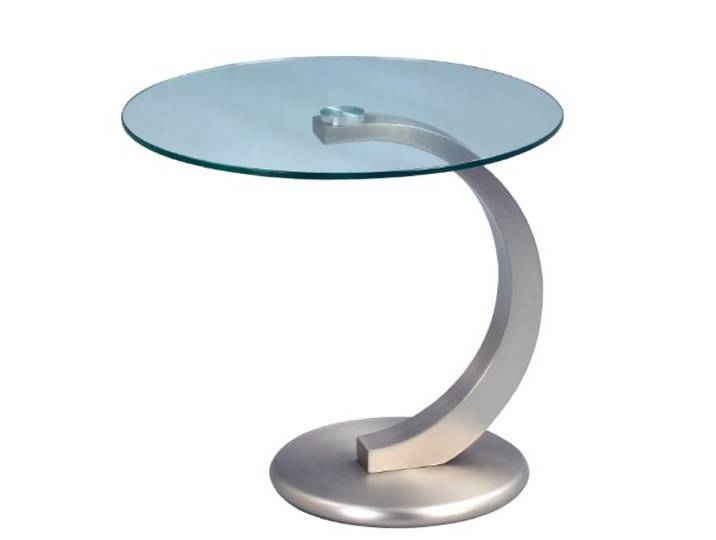 M2 Kollektion 530488 Beistelltisch Cupido, Metall Edelstahloptik, Deckplatte Sicherheitsglas klar, Durchmesser 50cm, Höhe 46cm