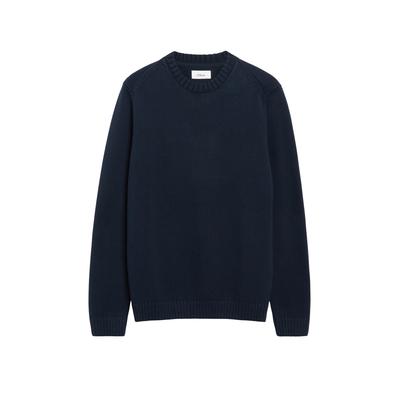 Strickpullover S.OLIVER, Herren, Gr. L, navy, Strick, Obermaterial: 100% Baumwolle, unifarben, bequem hüftbedeckend, Rundhals, Flachstrickbündchen, Pullover Strickpullover, Langarmpullover / Unifarben / Baumwolle