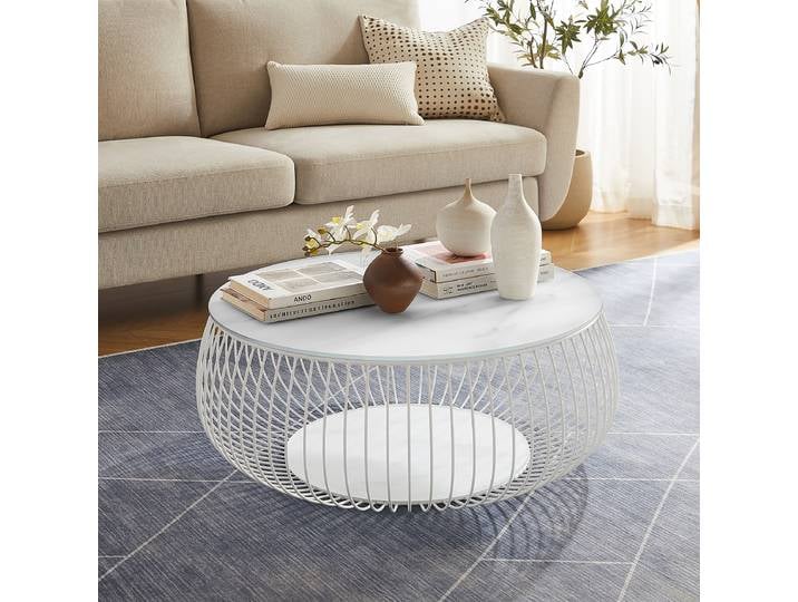 Table basse Kegley Ø 86cm Blanc