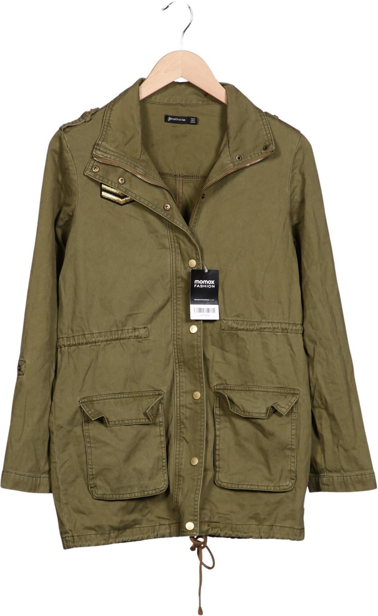 Stradivarius Damen Jacke, Grün, Gr. S, Baumwolle - Second Hand