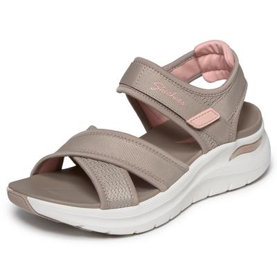 Sandale SKECHERS "ARCH FIT 2.0 SANDAL", Damen, Gr. 40, beige (taupe kombiniert), Textil, kontrastfarbene Details, Schuhe Sandale, Freizeitschuh, Trekkingschuh mit Arch Fit