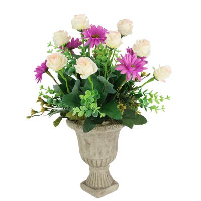 Kunstblume I.GE.A. "Wildrosen im Pokal 37cm Deko Rosen Kunstrosen Kunstpflanze", bunt (creme), B:25cm H:37cm T:25cm, Obermaterial: 90% Polyester, 10% sonstige Fasern, Kunstpflanzen, Blume Blumendeko Grabschmuck Künstlich Hochzeitsdeko Deko Seidenblumen