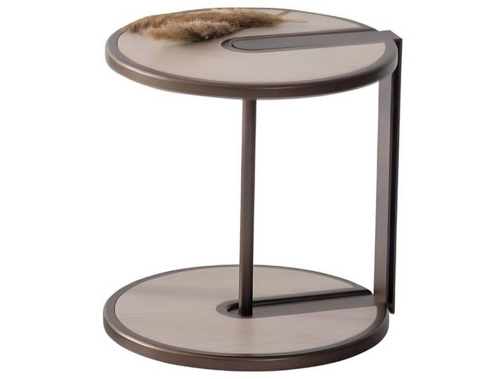 JVmoebel Beistelltisch Moderner Tisch aus Holz und Metall in Beige mit geschwungener Form (1-St), Made in Europa