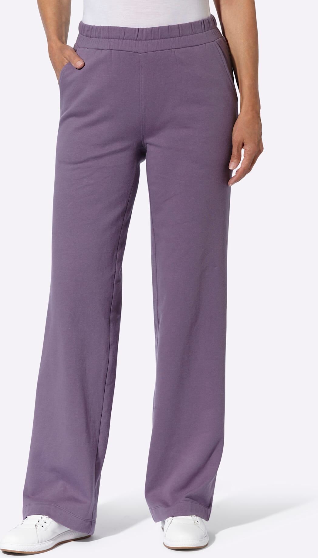Jogger Pants CASUAL LOOKS, Damen, Gr. 54, Normalgrössen, lila (feige), 100% Baumwolle, unifarben, Hosen Jogger Pants feige 54, Normalgrössen