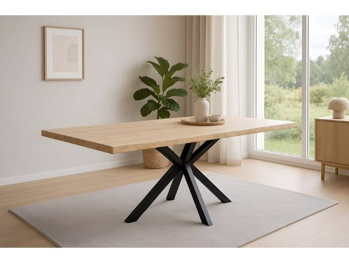 SAM® Esstisch Kawa, Akazienholz, echte Baumkante, Metallgestell Spider-Form