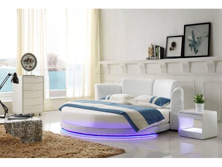 Xlmoebel Rundbett Designer Bett 200x200 Ehebett Doppelbett mit LED Beleuchtung (Ehebett, 1-tlg., Rundbett 200x200), Made in Europa