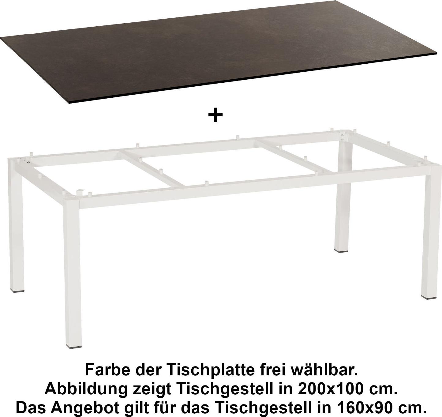 Sonnenpartner Gartentisch Base 160x90 cm Aluminium weiß Tischsystem