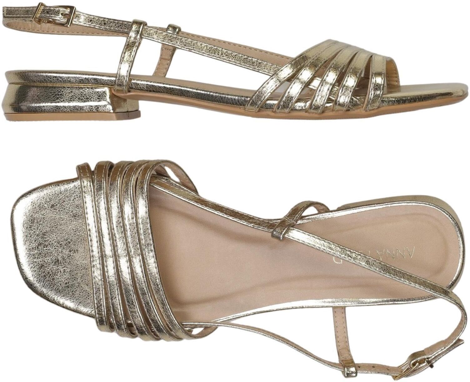 Anna Field Damen Sandalen, Gold, Gr. EU 38, Kunstleder - Second Hand
