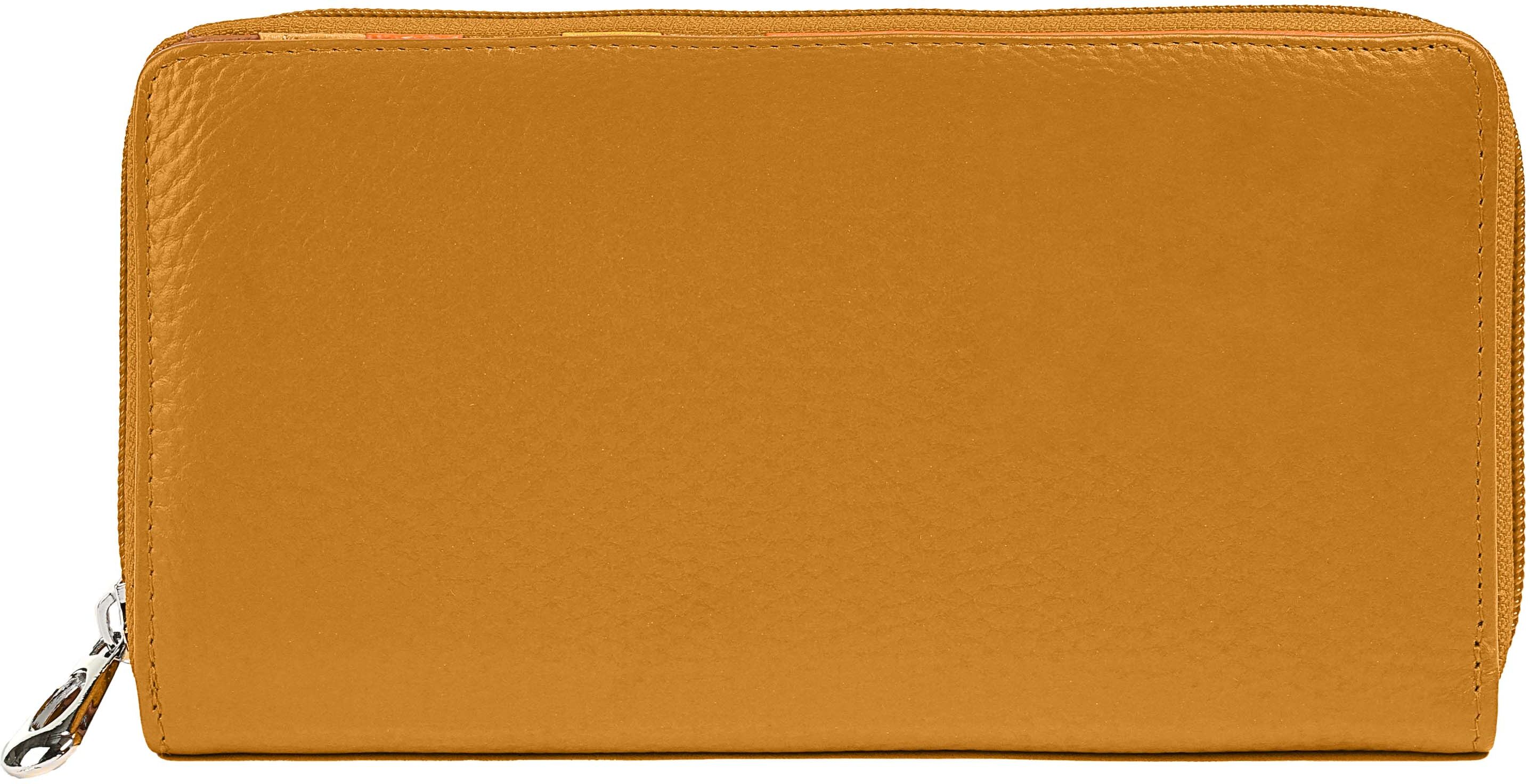 Geldbörse SAMANTHA LOOK "SAMANTHA LOOK Damen echt Leder", Damen, gelb, Leder, leicht glänzend, unifarben, Kleinlederwaren Geldbörse, echt Leder gelb Einheitsgröße