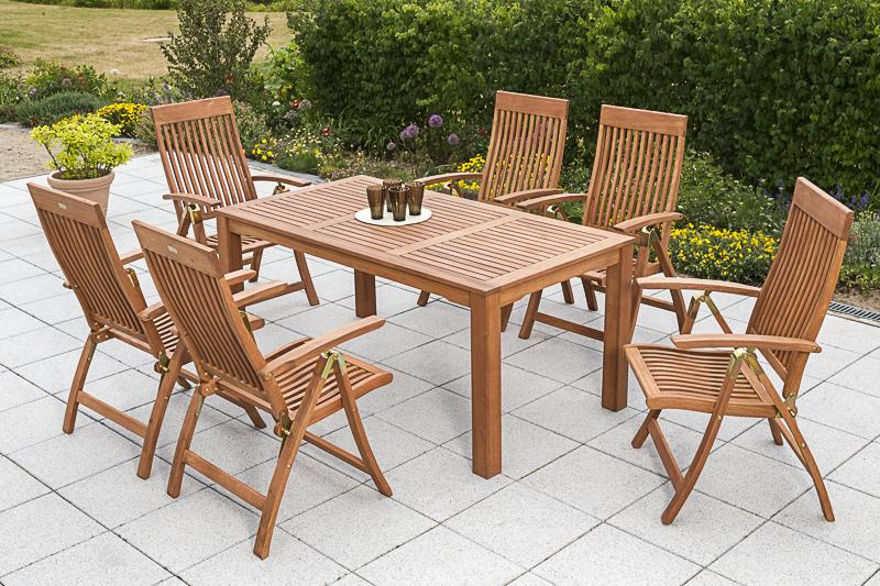 MERXXHANDELS Comodoro Set 7tlg 6 Sessel Tisch 170x90cm Eukalyptus 09223859