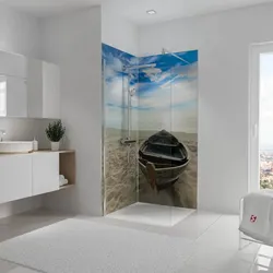 Schulte  ExpressPlus  Duschrückwand  Set  über  Eck  DecoDesign  Foto  90x90x210  cm  Ruderboot  am  Strand