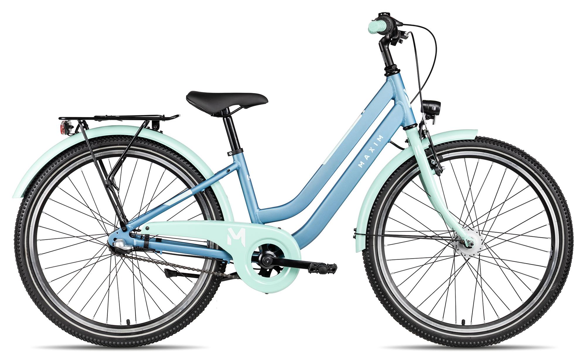 Maxim Luna 24-3 Nexus robustes Kinderfahrrad mit Rücktritt & Gepäckträger 24 Zoll Hellblau 32 cm
