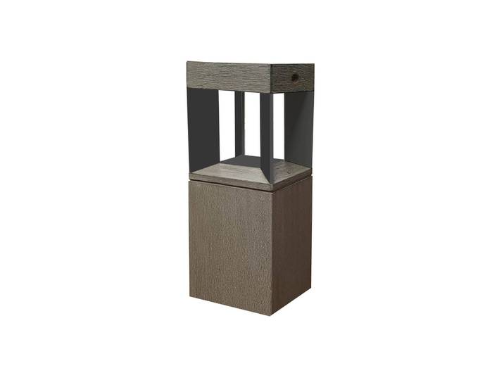 Les Jardins LED-Solar-Sockellampe Teckalu Sensor teak/schwarz Teckalu, dimmbar, Holz hell, Holz, Modern, Solarleuchte