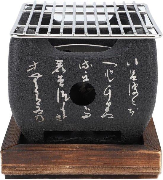 Multifunctionele mini-draagbare tabletop charcoal grill in zwart en chroom voor in de tuin