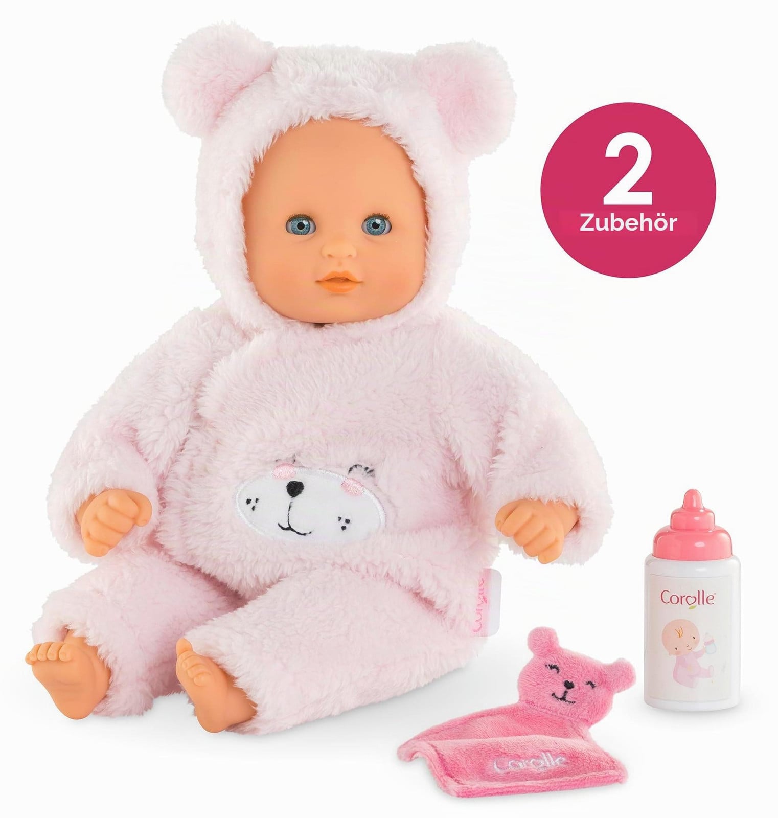 Corolle My First Baby Calin Love Bear Babypoppet met 2 accessoires en vanillegeur, 30 cm
