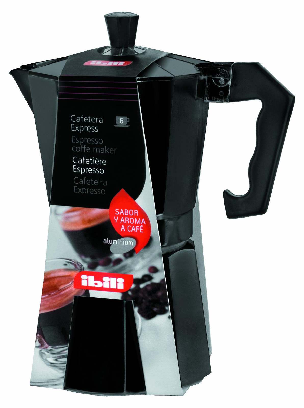 Ibili Express koffiemachine, zilverkleurig, 6 kopjes