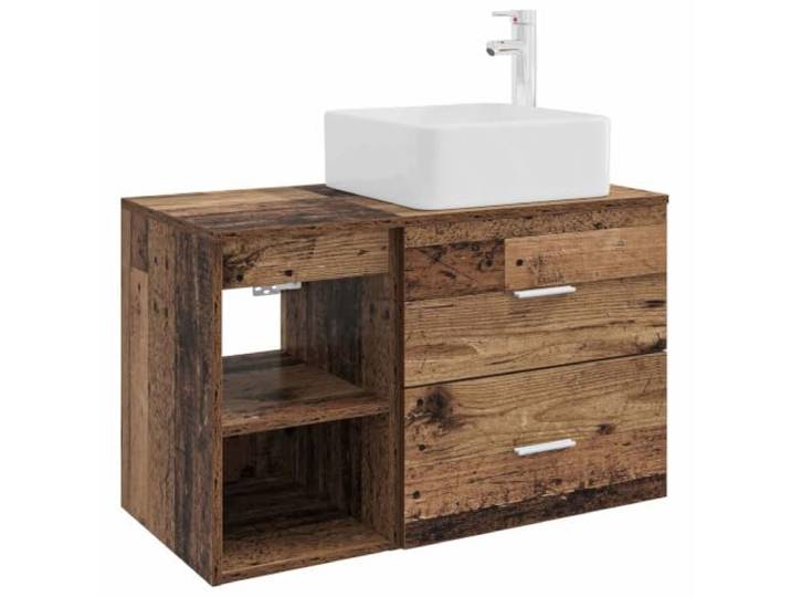 PUGYNBK Badezimmermöbel-Set, 2-teilig, aus Altholz Wandmontage, MDF-Regal, keine vorgebohrten Löcher, inklusive Bohrern, effiziente Aufbewahrung