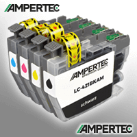 4 Ampertec Tinten ersetzen Brother LC-421 Multipack KCMY