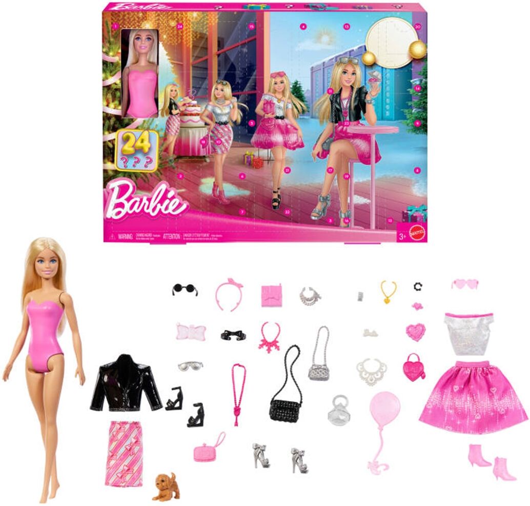 Barbie Muñeca Calendario de Adviento navideño con 24 sorpresas Mattel.