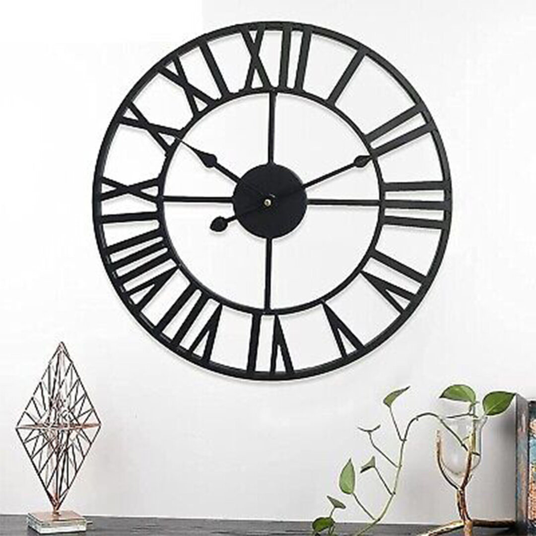 Borough Wharf Hanzila Skeleton Wall Clock Black 78cm W X 78cm H