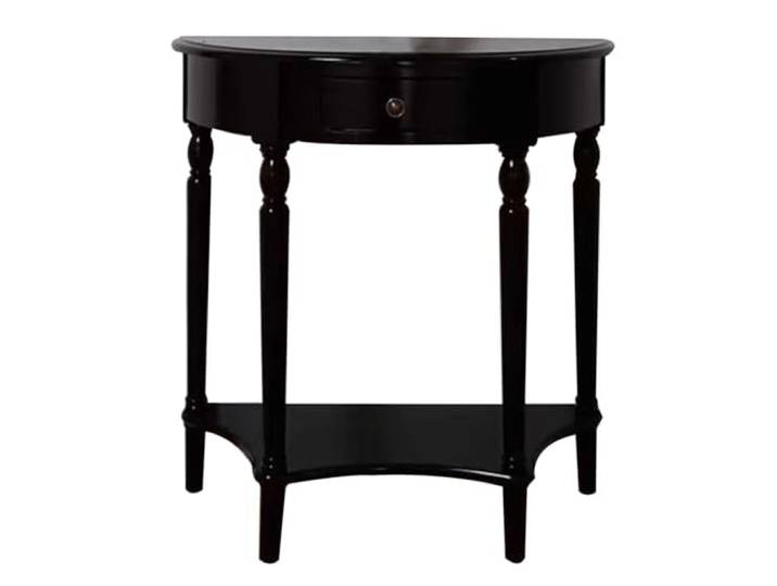 DJJYCTNM Konsolentisch Holz, Halbrunder Tisch für Den Eingangsbereich mit Schublade und Regal, Beistelltisch Schmal für Wohnzimmer, Eingangsbereich, Flur(Black,60x30x80cm/24x12x31in)