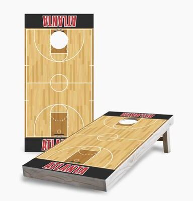 Skip's Garage Atlanta Basketball Cornhole Boards