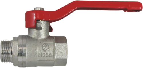 AquaCraft Kugelhahn aus Messing 1001000137 m. Hebelgriff (rund) rot, AGxIG1/2", DIN 50930-6